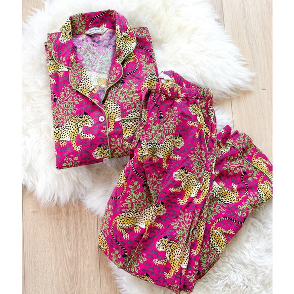 *SOLD* Pink Bagheera Long Sleeve & Pants Organic Cotton Pajama Set small - Picture 2 of 9